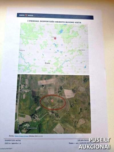 Žemės ūkio paskirties sklypo dalis (3/8) Šilalės r. sav. Dvarviečių kaime, pradinė kaina 3300 EUR