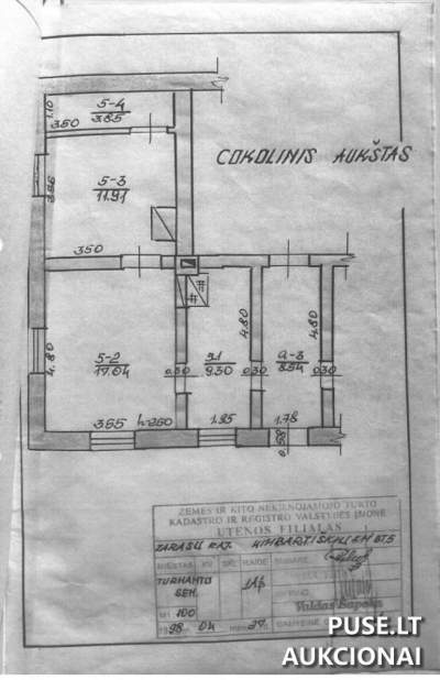 2 kambarių butas Zarasų rajone, Kimbartiškėse, 42 kv.m. su krosniniu šildymu, pradinė kaina 800 EUR