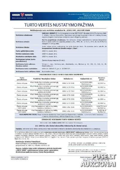 15 žemės sklypų kompleksas Vilniaus r. sav., Raisteniškių vs. pradinė kaina 325120 EUR