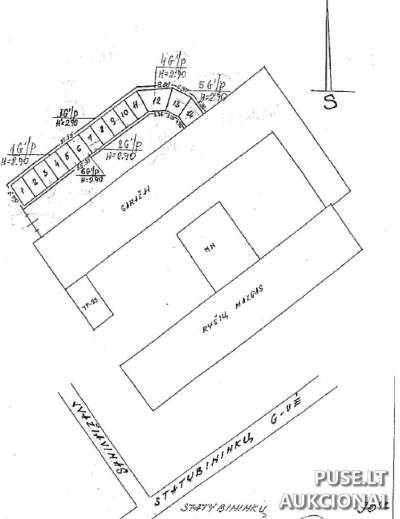 Garažas Alytuje Statybininkų g. 30A, pradinė kaina 6800 EUR, plotis 18.84 kv.m