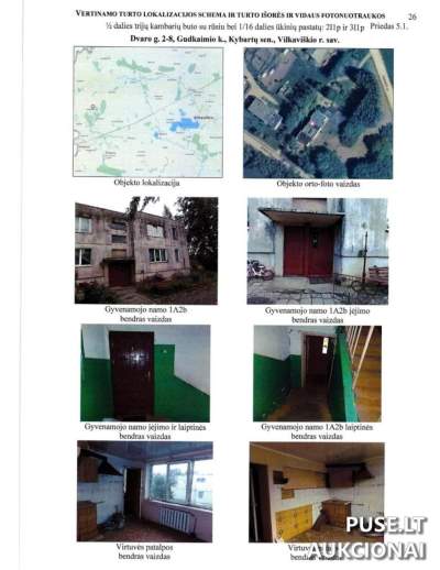 Parduodama 1/2 dalis buto Vilkaviškio r. Gudkaimio k. Dvaro g. 2, pradinė kaina 1500 EUR