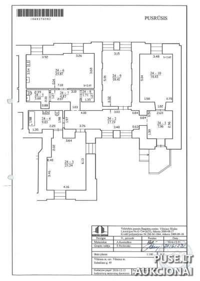 130 kv.m Būstas Vilniuje, Subačiaus g. 49, Kultūros Paveldas, 237600 EUR Aukcione