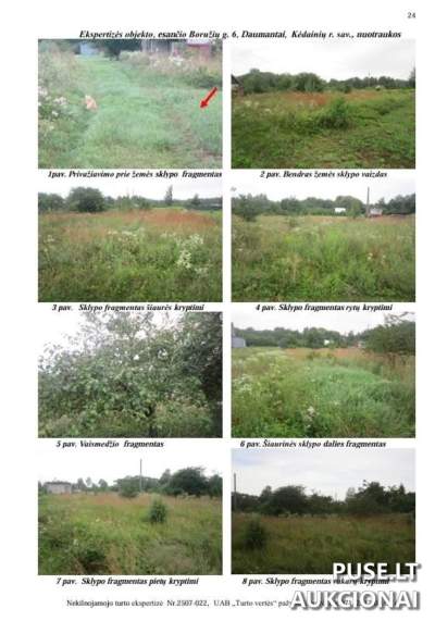 1/2 žemės sklypo dalis Kėdainių r. Daumantų k. Boružių g. 6, pradinė kaina 609 EUR