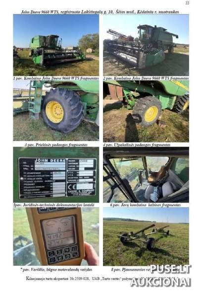 Javų kombainas John Deere 9660 WTS aukcione, pradinė kaina 49680 EUR