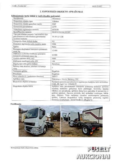 Krovininis automobilis DAF DAF LF55 nuo 3,5t iki 12t aukcione pradinė kaina 6480 EUR