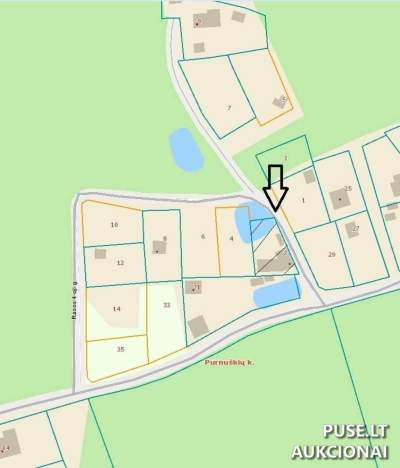 Žemės ūkio paskirties sklypas Vilniaus r. sav., Purnuškių k., Rasos 4-oji g. 2, pradinė kaina 84000 EUR