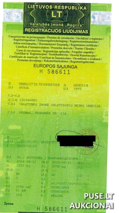 Parduodamas naudotas lengvasis automobilis Skoda Yeti 2014 m. Telšiuose už 4000 EUR