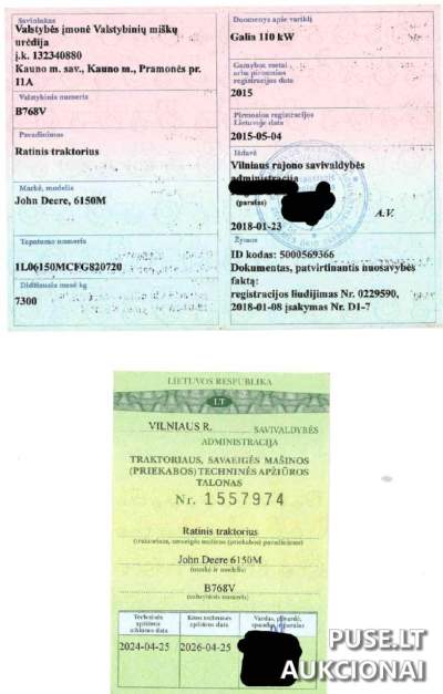 John Deere 6150M traktoriaus aukcionas Vilniaus rajone - 45000 EUR pradinė kaina