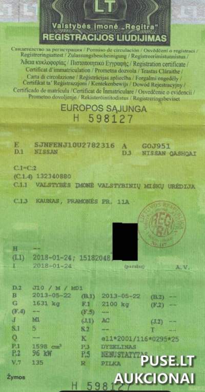 Parduodamas automobilis NISSAN QASHQAI 2013 m. Kauno rajone už 5200 EUR