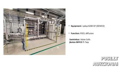 Saulės elementų gamybos įrengimai aukcione, pradinė kaina 200000 EUR