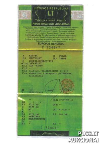 Parduodamas naudotas keleivinis automobilis CHEVROLET TAHOE 2008 m. Vilniuje, kaina nuo 3822 EUR