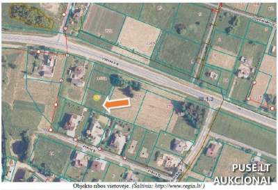 Žemės sklypas Raseiniuose Vilniaus g. 163, 0.1342 ha, su gyvenamųjų pastatų paskirtimi, pradinė kaina 4506 EUR