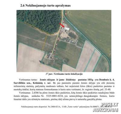 Žemės sklypas Kėdainių r. sav., Dembnės k. 4, pradinė kaina 109140 EUR, antstolių varžytynės