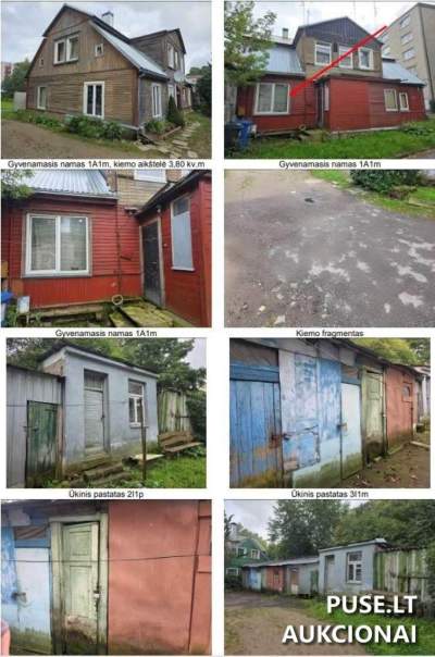 Namo dalis Šiauliuose, Pakalnės g. 4, 19/100 dalis, pradinė kaina 8640 EUR