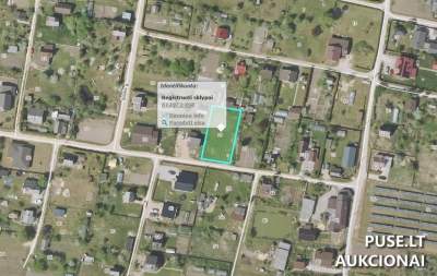 Parduodamas 0.0675 ha žemės sklypas Mažeikių rajone, Naikių kaime, pradinė kaina 1840 EUR