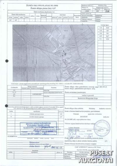 Žemės sklypas (1/3 dalis) Vilniaus r. sav., Sadūniškių k., pradinė kaina 277 EUR