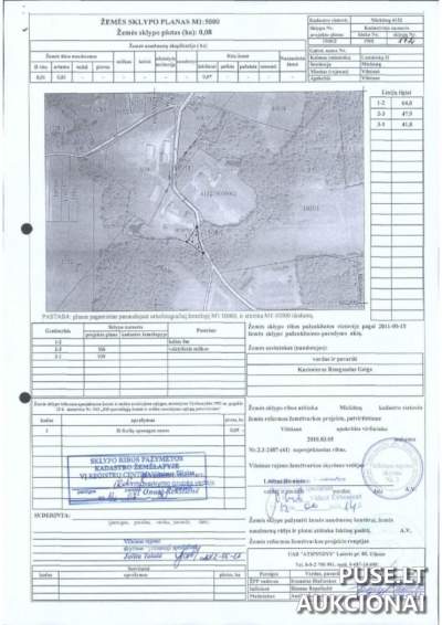 Žemės sklypo dalis 1/3 parduodama Vilniaus r. sav. Uosininkų II k. aukcione, pradinė kaina 288 EUR
