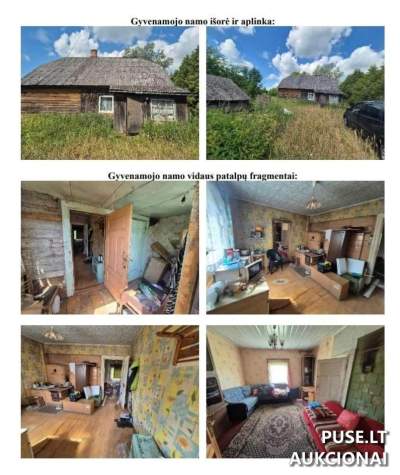 Namas Jurbarko rajone, Naukaimio II kaime, pradinė kaina 3000 EUR, parduodama 1/2 dalis