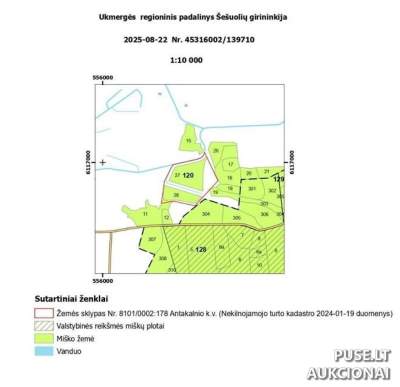 Žemės sklypas Ukmergės rajone, Alionių kaime, pradinė kaina 12160 EUR