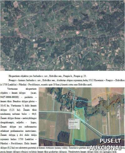 Parduodamas 1/2 žemės ūkio sklypo dalis Paupio kaime, Jurbarko rajone, 25040 EUR pradinė kaina