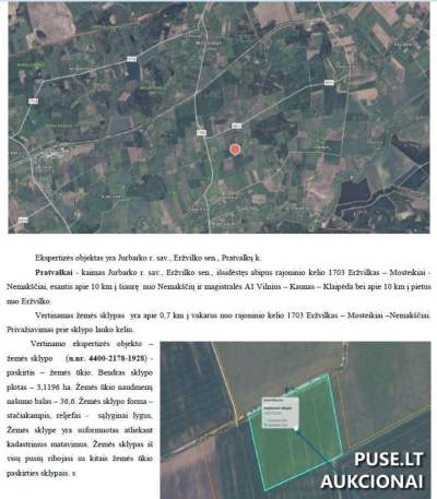 Žemės ūkio paskirties sklypas Jurbarko r., Pratvalkų k. pradinė kaina 13760 EUR - Antstolių varžytynės