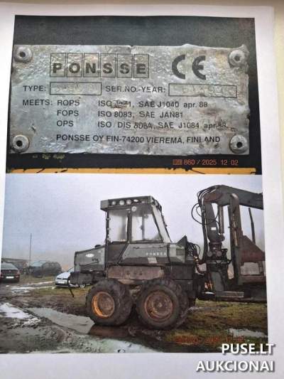 Ponsse Buffalo S16 Forwarder for Sale via Bailiff Auction, Starting Bid 14400 EUR