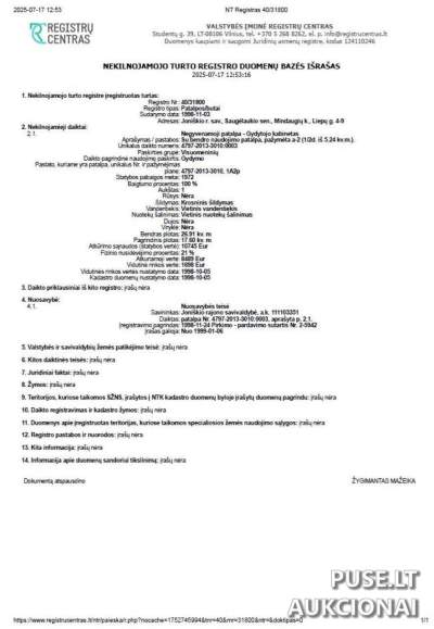 Gydytojo kabinetas Joniškio rajone, Mindaugių k., Liepų g. 4-9, pradinė kaina 1455 EUR