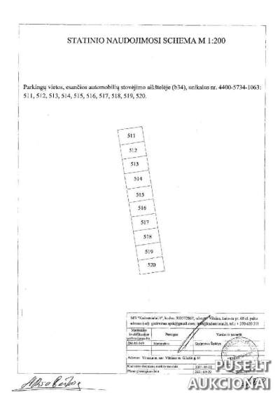 1/10 частина паркувального майданчика у Вільнюсі, вул. Гілужьо, 61. Початкова ціна 7608 EUR