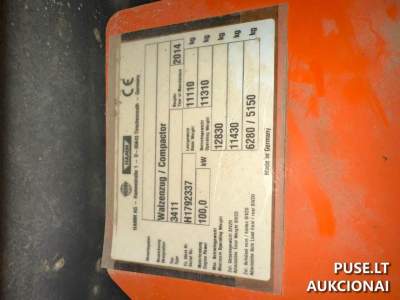Vibrovolas Hamm 3411 parduodamas aukcione 48000 EUR, pardavimas vykdomas teismo keliu