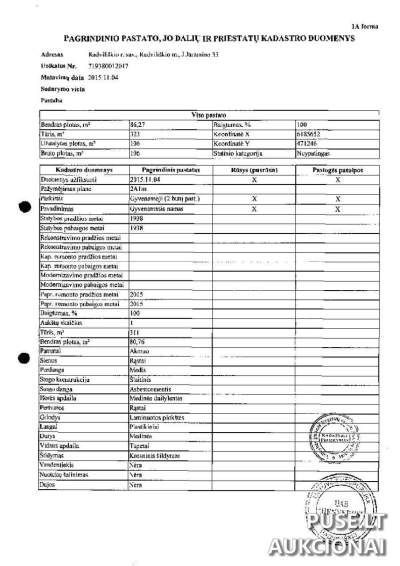 6/100 dalis gyvenamojo namo Radviliškyje, J. Jaramino g. 33, pradinė kaina 811 EUR