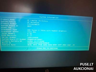 Ноутбук HP Laptop 15 на торгах в Каунасе, начальная цена от 120 EUR - Распродажа техники