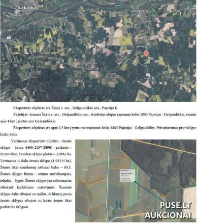 Parduodamas 1/2 žemės ūkio sklypo dalis Šakių r. sav., Pajotijo k. pradinė kaina 12600 EUR