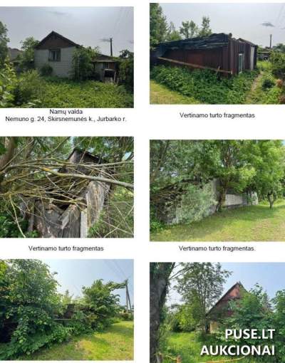 Parduodamas gyvenamasis namas Jurbarko r. Skirsnemunės k. Nemuno g. 24, 1/2 dalis, pradinė kaina 4800 EUR