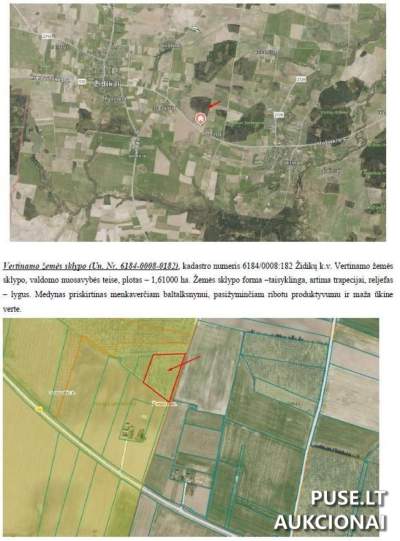 Žemės sklypas Mažeikių rajone, Sugaudžių kaime, miškų ūkiui, 5600 EUR pradinė kaina