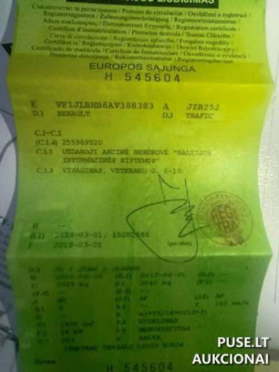 Мікроавтобус Renault Trafic 2010 р. дизель – стартова ціна 7000 EUR
