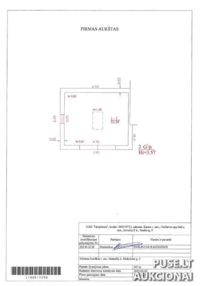 Garažas Joniškio r., Gataučių k., Mokyklos g. 2, pradinė kaina 1717 EUR, 33.39 kv. m plotas