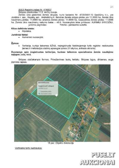 Žemės ūkio paskirties sklypas Joniškio rajone, Andrešiūnų kaime, 11 ha ploto parduodamas už 75200 EUR