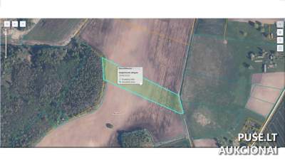 Parduodamas 1.90 ha žemės ūkio sklypas Radviliškio r. sav., Reksčių k., pradinė kaina 10400 EUR