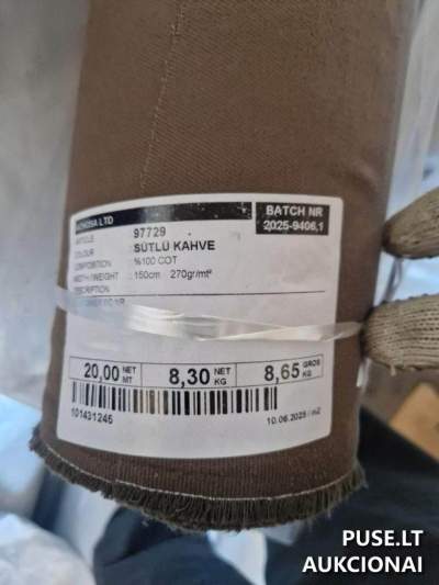 53 vnt. audiniai rulonuose, 818 kg, aukcionas Vilniuje, 419 EUR