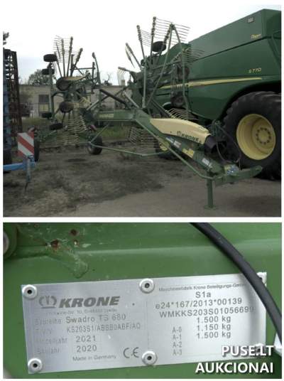 Підвісний дворячий граблі KRONE SWADRO TS680 на аукціоні 16429 EUR