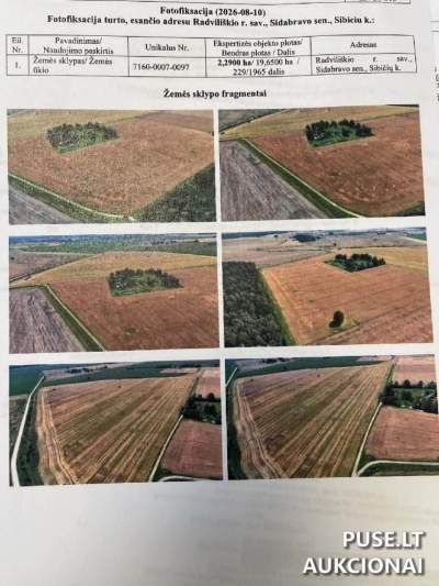 Žemės ūkio paskirties sklypas Radviliškio rajone, Sibičių kaime, 19.65 ha, 15120 EUR
