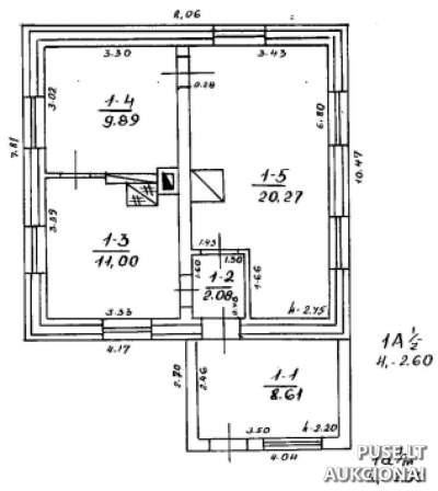 Gyvenamasis namas Pasvalio r. sav. Deglėnų k. Parko g. 4, 1/2 dalis, 51.85 kv.m., 840 EUR