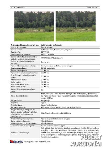0.85 ha žemės sklypas Rupetų k. Rokiškio rajone, prie Sartų ežero, 12000 EUR