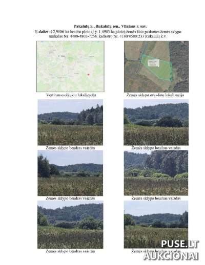 1/2 dalis žemės ūkio paskirties sklypo Vilniaus rajone, Pakalnių kaime, 2,86 ha, 5360 EUR