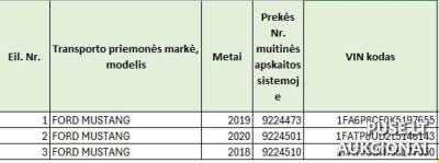 3 Ford Mustang automobiliai Klaipėdoje 10151 EUR - aukcionas